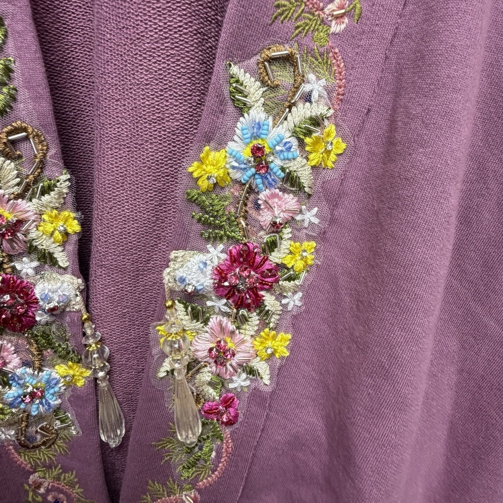 Aratta Juliette Embellished French Terry Kimono One Size Floral Boho‎ Hippie - Picture 5 of 13